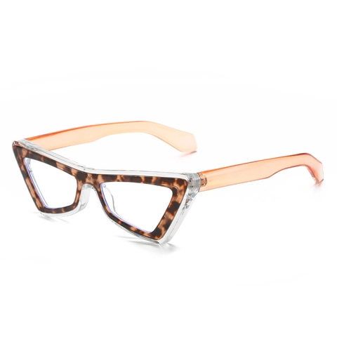 Gafas Ojo De Gato Anti Luz Azul Montura Geométrica Triangular Lentes Trasparentes Ópticas Retro Con Brillo De Moda Mujer