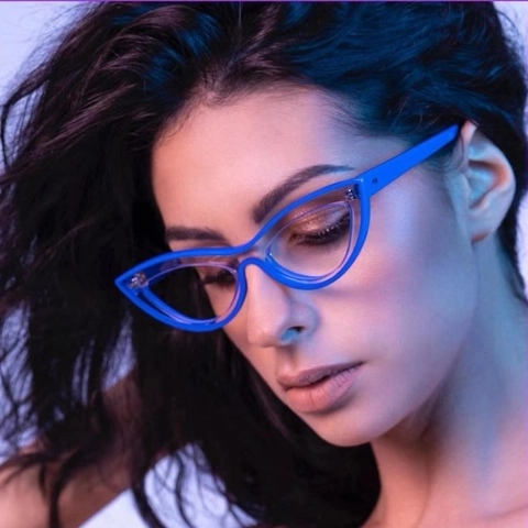 Cat Eye Brille Damen TR90 Rahmen Blaulichtfilter Mode Klare Gläser Anti Augenermüdung Retro Stil Leicht Komfortabel