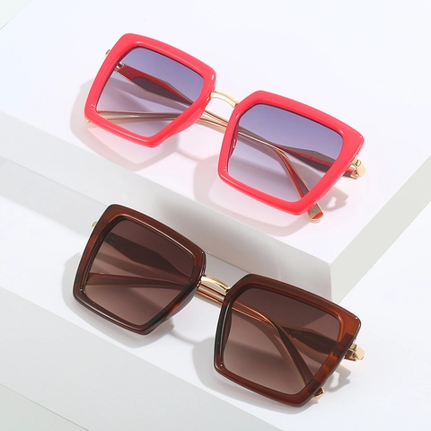 Oversized Square Sunglasses PC Metal Frame UV400 Gradient Lens Vintage Fashion Eyewear For Women Men