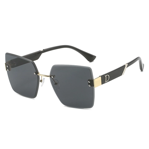 Occhiali Da Sole Quadrati Senza Montatura Oversize Moda Lenti PC Sfumate Protezione UV400 Cerniera In Metallo Stile Retrò Unisex