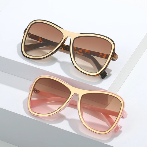 Occhiali Da Sole Aviator Oversize Retro Lenti PC Sfumate Protezione UV400 Montura Mista Moda
