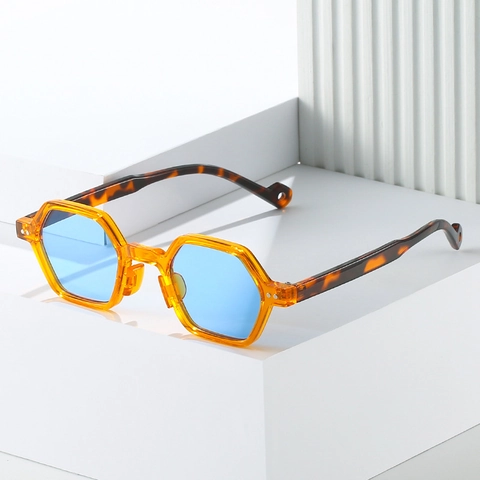 Hexagonal Sunglasses Retro Geometric Small Frame UV400 Protection PC AC Eyewear For Men Women Fashion Punk Hip Hop