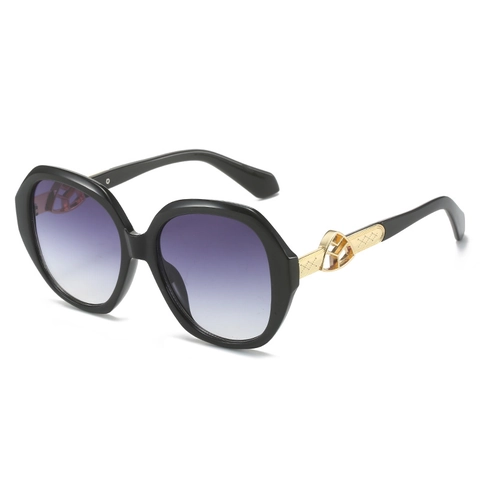 Lunettes De Soleil Ovales Surdimensionnées Pour Femmes Protection UV400 Monture PC Branche Métal Évidée Style Rétro
