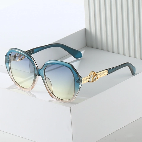 Lunettes De Soleil Ovales Surdimensionnées Pour Femmes Protection UV400 Monture PC Branche Métal Évidée Style Rétro