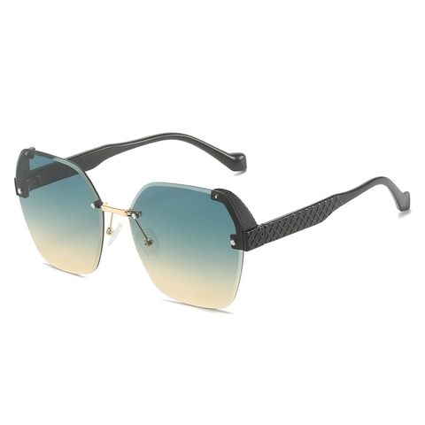 Occhiali Da Sole Senza Montura Oversize Sfumati Lente PC Protezione UV400 Ponte In Metallo Aste Tassellate Per Donna Uomo