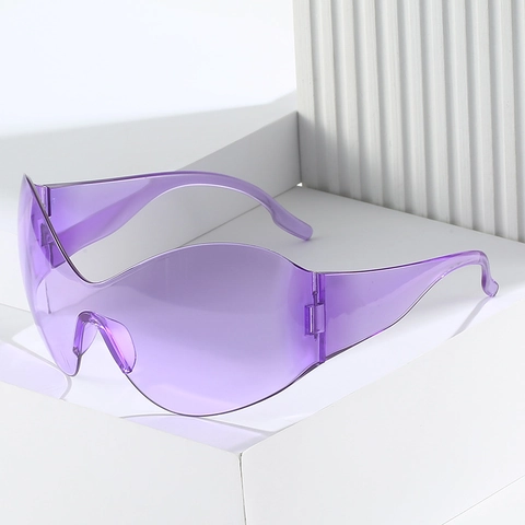 Gafas De Sol Escudo Sin Montura Sobredimensionadas PC Protección UV400 Futuristas Steampunk Y2K Para Mujeres Hombres