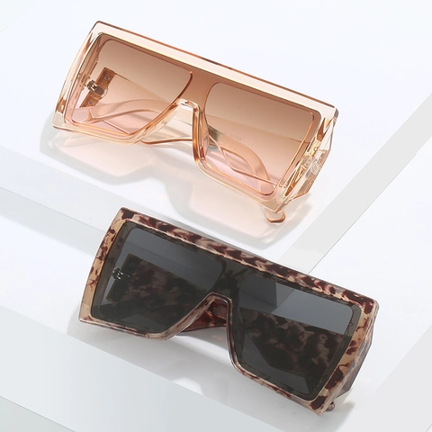 Gafas De Sol Cuadradas Grandes Para Hombres Y Mujeres Protección UV400 Marco De PC Moda Vintage Decoración Metal Dorado