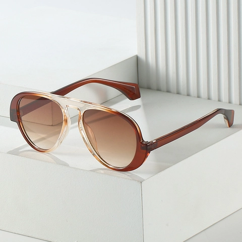 Fashion Aviator Sunglasses UV400 Protection Oversized PC Frame Retro Gradient Lens Toad Glasses For Women Men Daily Travel