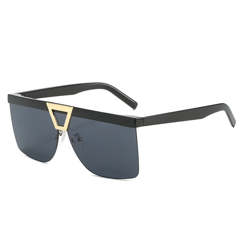 Oversized Square Sunglasses UV400 Protection PC Frame Metal Triangle Bridge Retro Flat Top Trendy For Women Men