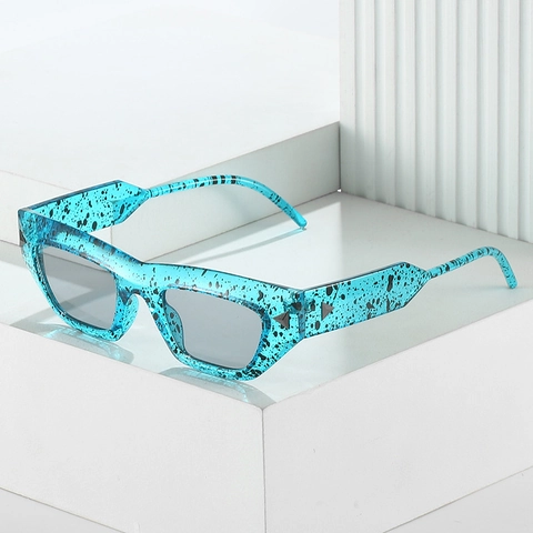 Occhiali Da Sole Cat Eye Montatura PC Geometrico Motivo Schizzi Di Inchiostro Rivetto Triangolo Protezione UV400 Retro Donna