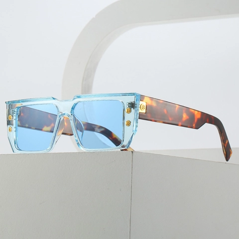 Gafas De Sol Cuadradas Retro Montura De PC Lentes AC Protección UV400 Logo B De Metal Moda Vintage Oversize Para Hombres Mujeres
