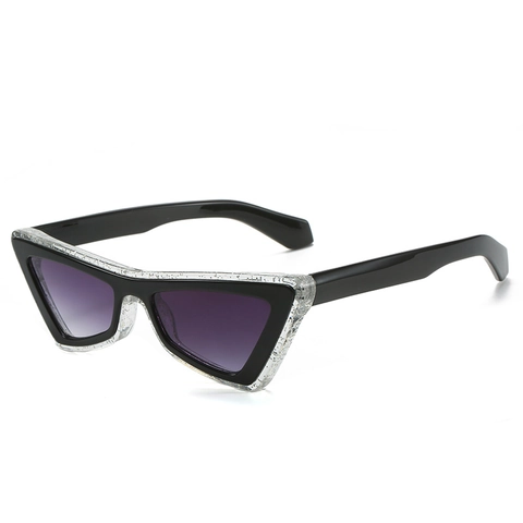 Occhiali Da Sole Triangolari Cat Eye Protezione UV400 Montatura PC Doppio Strato Glitter Retro Y2K Hip Hop Moda