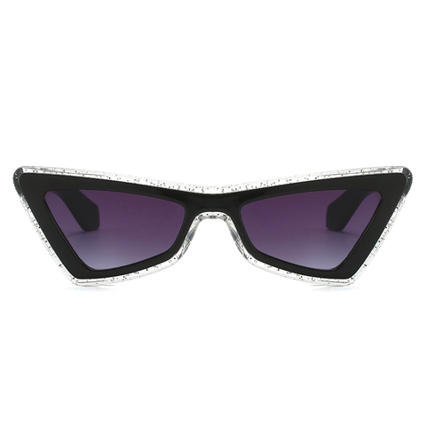 Occhiali Da Sole Triangolari Cat Eye Protezione UV400 Montatura PC Doppio Strato Glitter Retro Y2K Hip Hop Moda