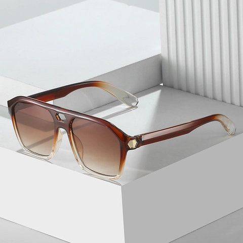 Square Sunglasses Double Bridge Retro Oversized PC Frame UV400 Protection Fashion Trendy Eyewear For Women And Men