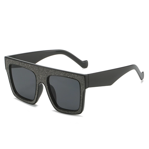 Oversized Vierkante Zonnebril Voor Vrouwen Trendy Glitter Mode PC Frame AC Lens UV400 Bescherming Stijlvolle Eyewear Voor Outdoor Reizen