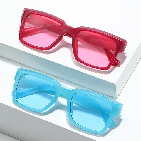 Vintage Vierkante Zonnebril UV400 Bescherming Retro Rechthoekig Breed Montuur Mode Voor Heren Dames Unisex PC Material