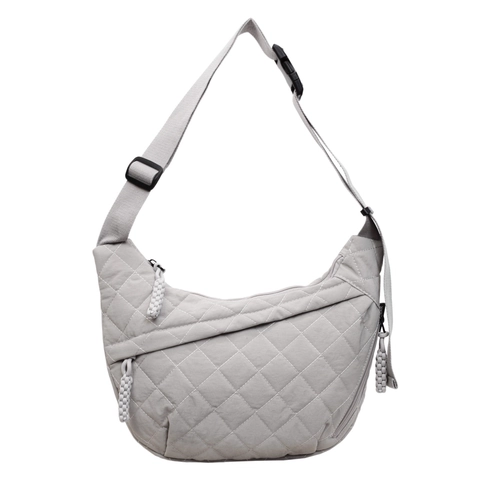 Gesteppte Nylon Umhängetasche Für Damen Große Kapazität Rautenmuster Halbmond Dumpling Tasche Verstellbarer Gurt