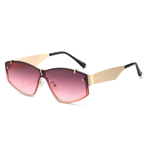 Oversized Rimless Cat Eye Sunglasses Gradient PC Lens UV400 Metal Frame Fashion Shield Shades For Women Men