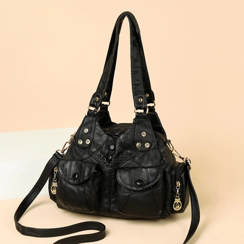 Borsa A Tracolla Retro In Pelle PU Patchwork Con Tasche Multiple Casual Borsa A Mano Con Manico Superiore E Tracolla Regolabile Donne