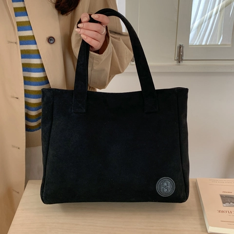 Grote Capaciteit Suède Tote Bag Retro Minimalistische Schouderhandtas Voor Vrouwen Woonwerkstijl