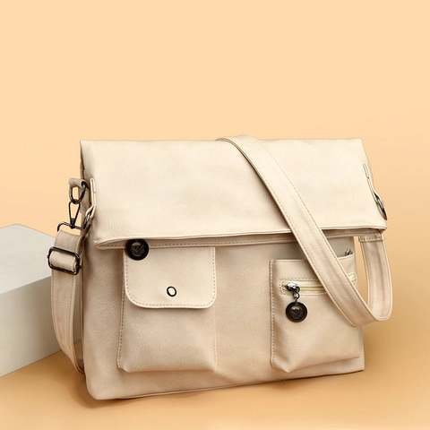 Sac Hobo Vintage Femmes Cuir PU Multi-Poches Grande Capacité Bandoulière Sac Fourre-Tout Style Rétro