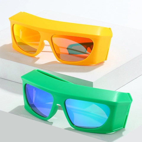 Futuristische Y2K Sport Zonnebril Oversized PC Frame AC Lens UV400 Bescherming Gespiegelde Wielersport Bril Voor Heren Dames