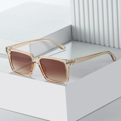 Gafas De Sol Cuadradas Retro Para Mujeres Y Hombres Protección UV400 Montura PC Lente AC Decoración Remache Degradado