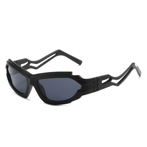 Occhiali Da Sole Punk Y2K Futuristici Protezione UV400 PC Oversize Avvolgenti Sportivi Con Aste Traforate Per Uomo Donna