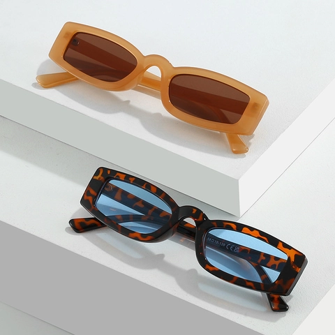 Rechthoekige Zonnebril Retro Smal PC Frame UV400 Bescherming Trendy Y2K Hip Hop Bril Voor Dames Heren