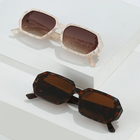Lunettes De Soleil Polygon Bordure Pixel Protection UV400 Monture PC Mode Style Ins Pour Femmes Sortie Fête