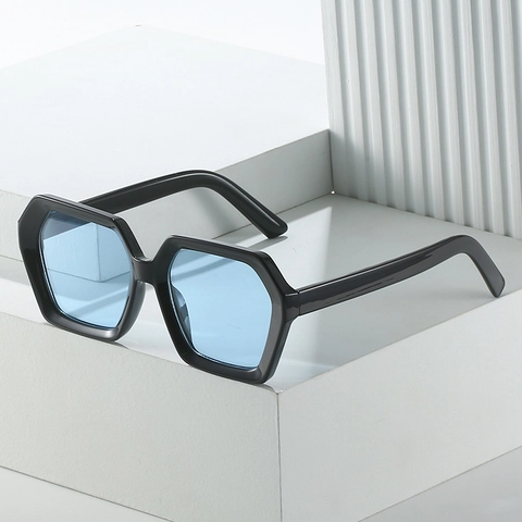Übergroße Sechseckige Sonnenbrille Für Damen Geometrischer PC Rahmen UV400 Schutz Retro Mode Outdoor
