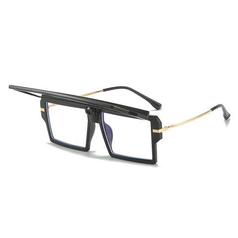 Oversized Rectangle Sunglasses With Flip Up Visor PC Frame And Metal Temples UV400 Protection For Women Men Hip Hop Style