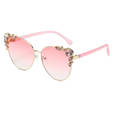 Occhiali Da Sole Occhio Di Gatto Alla Moda Con Strass Montatura In Metallo UV400 Lenti Sfumate Oversize Per Donna