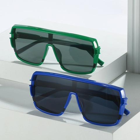 Large Square One Piece Shield Sunglasses Fashion PC Frame UV400 Protection Flat Top Trendy Goggles For Men Women
