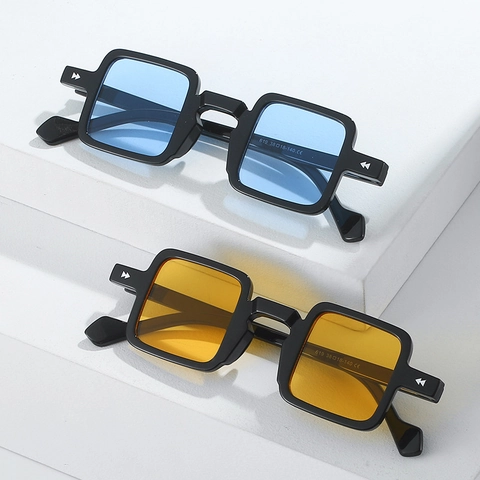 Retro Square Sunglasses For Men Women PC Frame UV400 Protection Vintage Punk Chunky Eyewear With Arrow Decor
