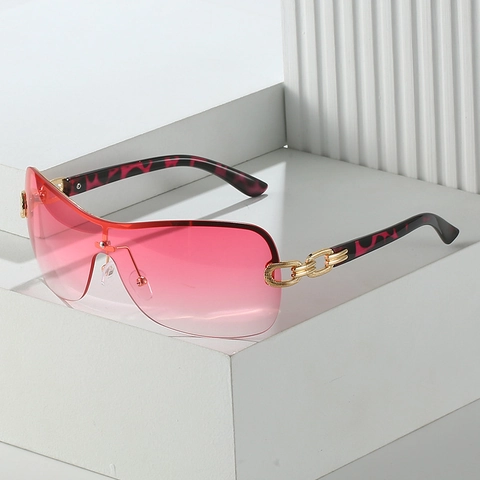 Occhiali Da Sole Oversize Shield Senza Montatura Catena In Metallo UV400 Stile Retrò Y2K Per Donne