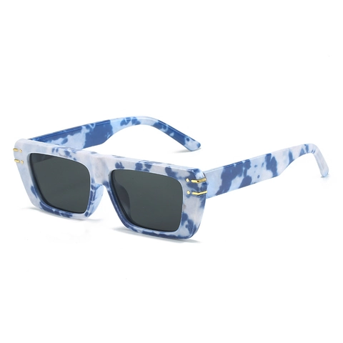 Square Sunglasses Retro Rectangular PC Frame UV400 Protection Gold Metal Decor Hip Hop Flat Top Women Men Fashion