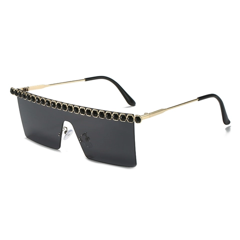 Occhiali Da Sole Quadrati Oversize Senza Montatura Strass UV400 Montura In Metallo Lusso Moda Donna