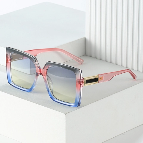 Lunettes De Soleil Carrées Surdimensionnées Mode Femmes Hommes Monture PC Charnières Métalliques Protection UV400 Style INS