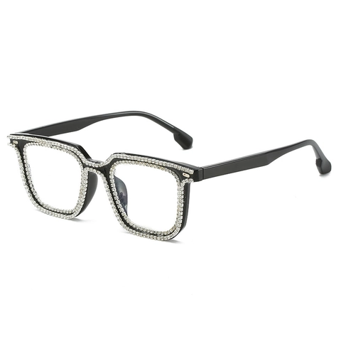 Occhiali Da Vista Quadrati PC Strass Lenti Anti Luce Blu Moda Stile Hip Hop Occhiali Decorativi Per Donna Uomo