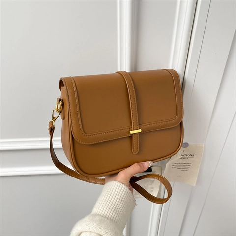 Borsa Tracolla Donna Pelle PU Piccola Borsa Quadrata Spalla Fibbia Magnetica Tracolla Regolabile Commuter Minimalista Retro