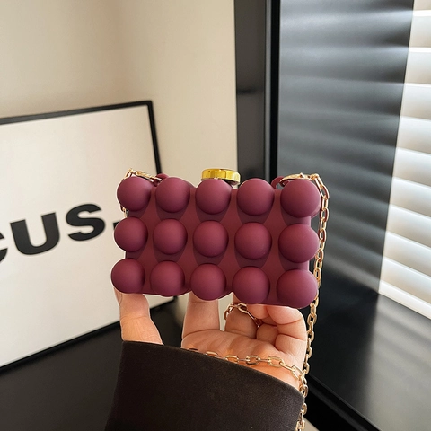 Bubble Texture Acrylic Box Bag Pop Beaded Clutch With Metal Chain Strap Evening Party Handbag For Women