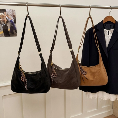 Sac Hobo Vintage Pour Femme Grande Capacité Simili Daim Mat PU Sac À Bandoulière Sous L'Aisselle Style Rétro Avec Charme