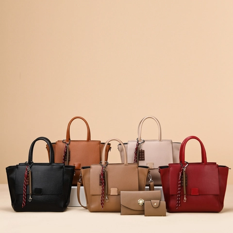 Borsa Tote Donna in PU a Trama Litchi Grande Capacità Retro Occidentale Pendolare Tracolla Con Tracolla Rimovibile Borsetta