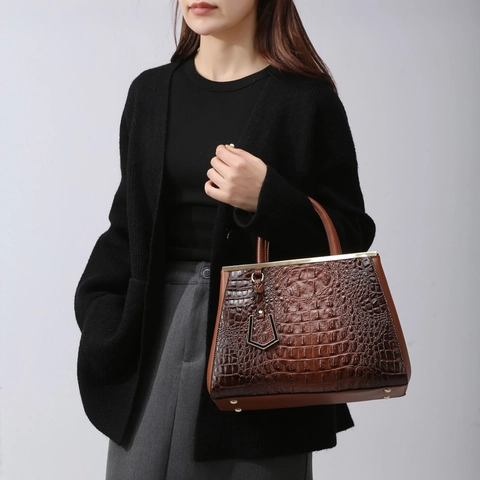 Damen Handtasche Brieftasche Kartenhalter Krokodilmuster PU Leder Henkeltasche Umhängetasche Reißverschluss Büro Retro Elegant