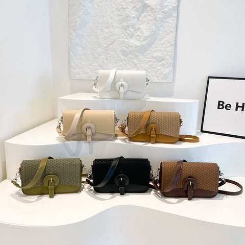 Retro Stitching Crossbody Bag Women PU Leather Woven Texture Flap Shoulder Underarm Small Square Bag Vintage