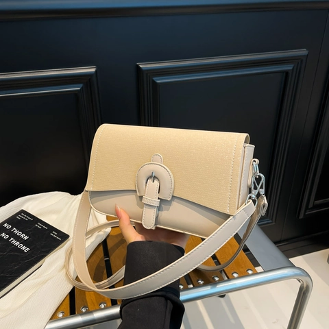 Retro Stitching Crossbody Bag Women PU Leather Woven Texture Flap Shoulder Underarm Small Square Bag Vintage