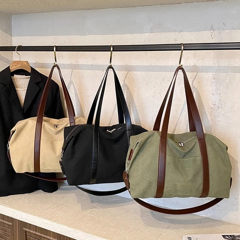 Borsa Tote In Tela Di Grande Capacità Per Donna Borsa A Mano Casual Con Cinturini In Pelle PU Viaggio Versatile