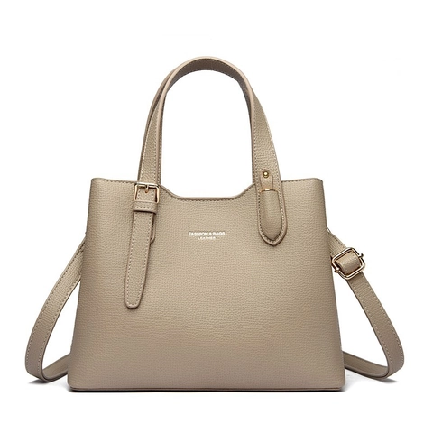 Women PU Leather Litchi Texture Handbag Crossbody Bag With Adjustable Strap Gold Hardware Retro Trendy Top Handle Purse