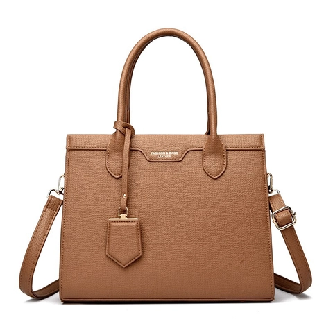 Women Lychee Pattern PU Leather Tote Bag Large Capacity Shoulder Crossbody Handbag Retro Versatile Work Travel